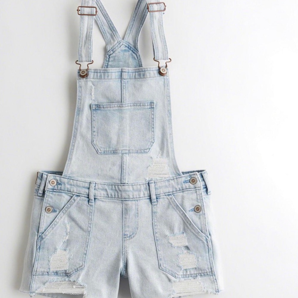 Distressed Short Overalls